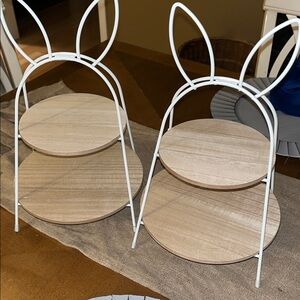 White Bunny Tiered Tray Target Bullseye Playground Easter Spring 2023 INCLUDES 2